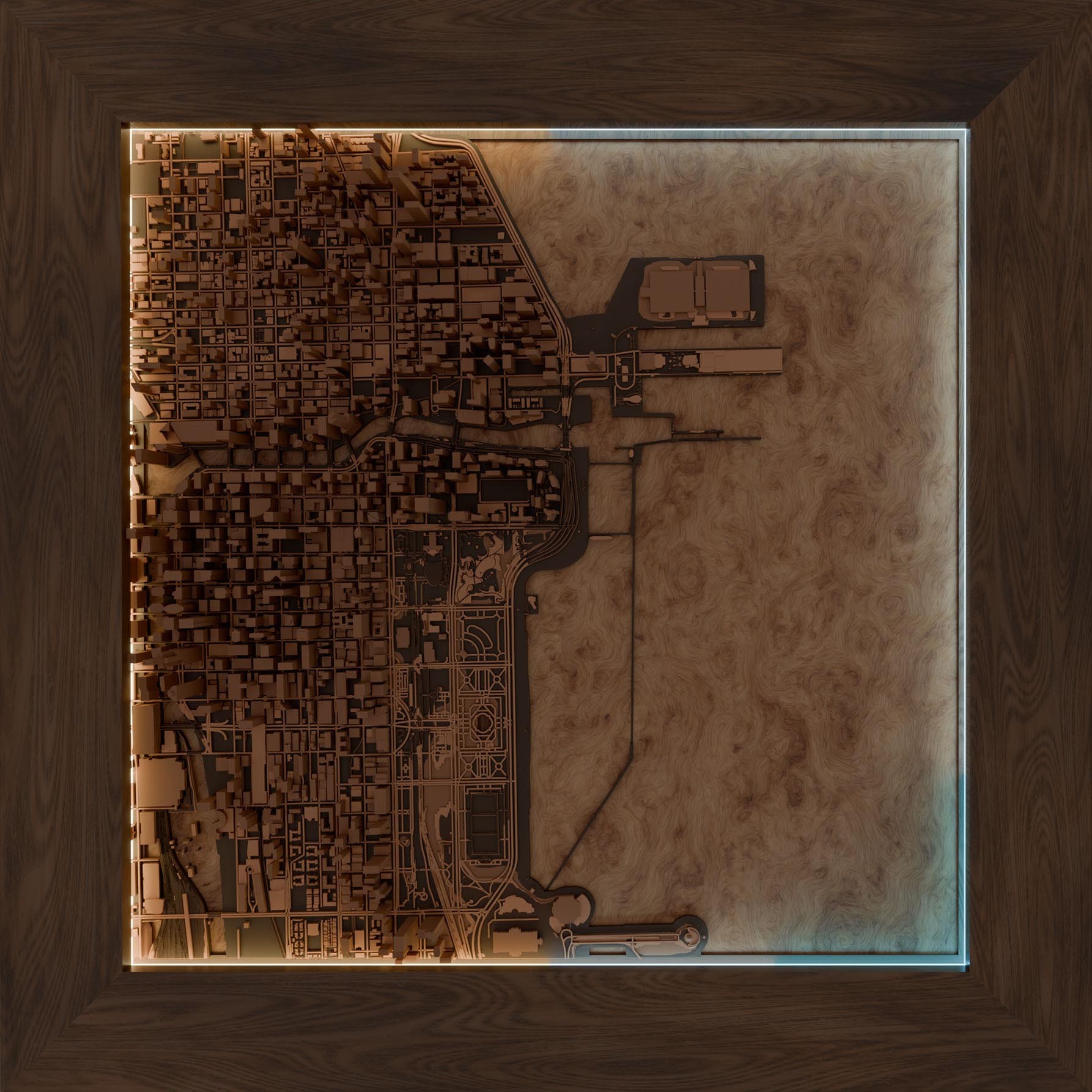 3d Chicago Padauk & Burl Smart Hardwood Frame